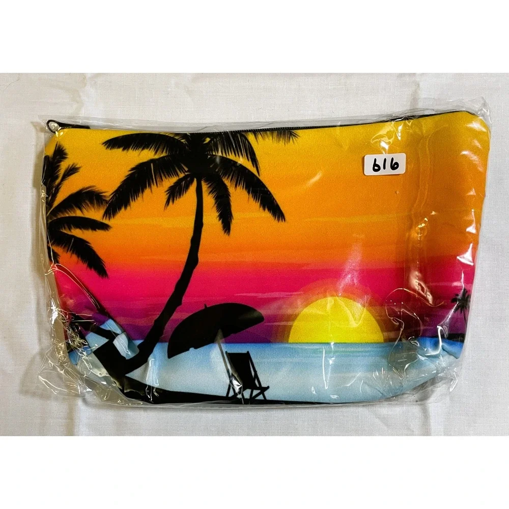Unbranded Pouch Unisex Small Multicolor New Tropical Sunset Beach Travel Bag